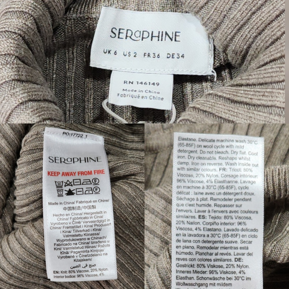 Seraphine Roll Neck A Line Dress 2‎ Women Leah Oatmeal Ribbed Maternity Nursing - Picture 5 of 13